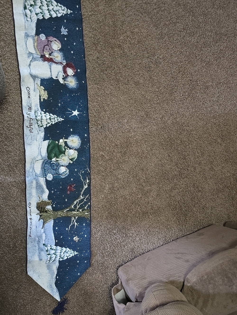 Vintage Sandi Gore Evans Table Runner Snowmen